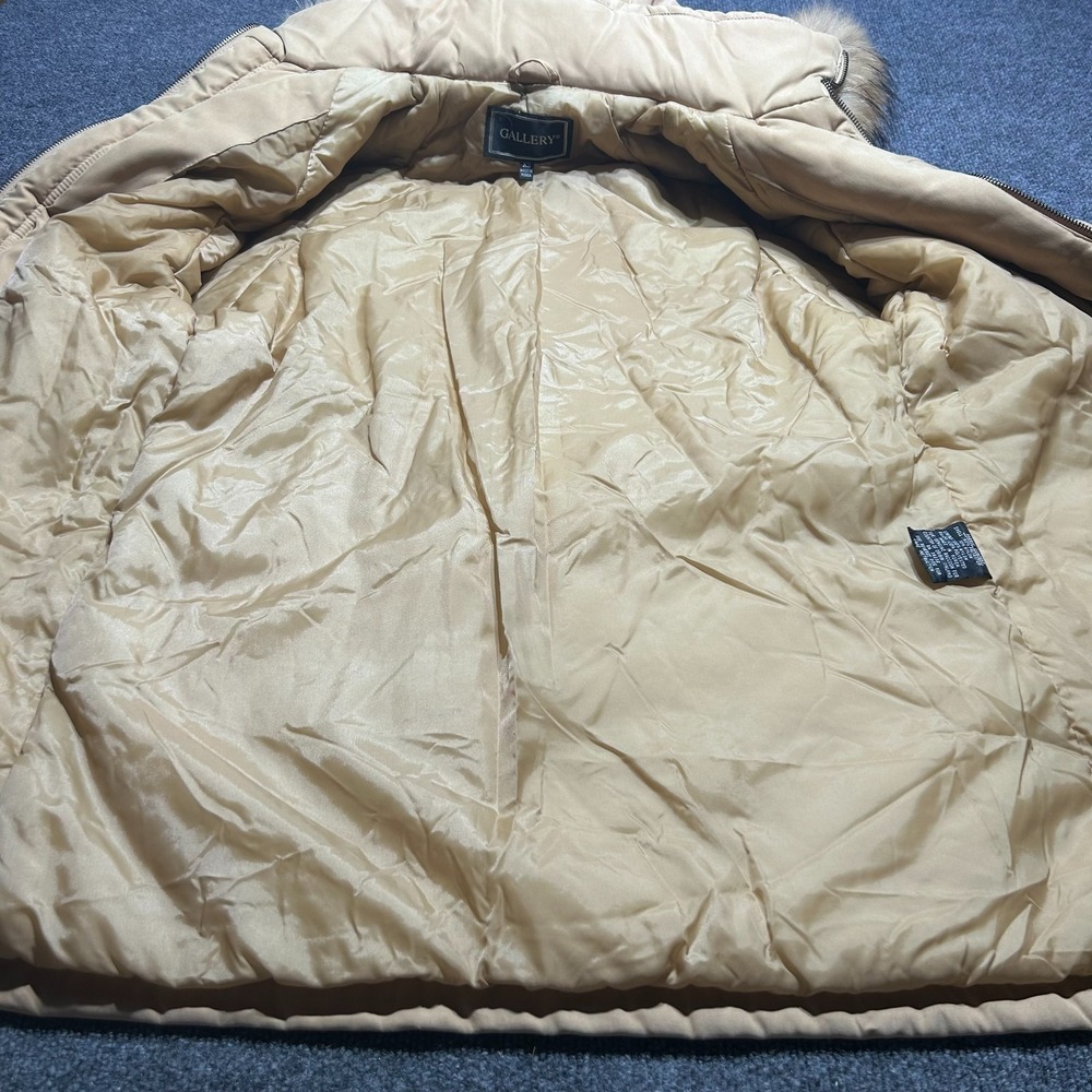 Gallery Women Beige/ Tan Parka Winter Coat Faux Fur Trim Removable Hood - XS - Picture 5 of 8